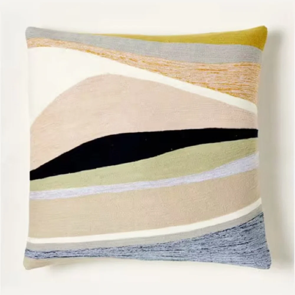 NWT WEST ELM Rising Tide Crewel Pillow